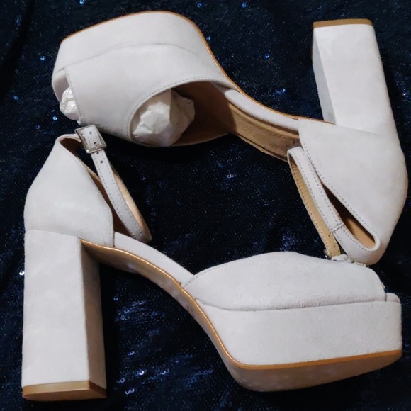 Shellys London NEW light grey suede platform heels - Picture 3 of 7